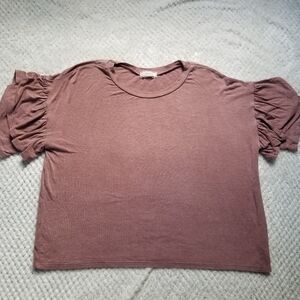 Soprano mauve ruffle sleeve sz XL crop top
